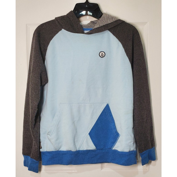 Volcom Men’s Hoodie Sweatshirt Colorblock Gray Blue Size M Casual Pullover - Picture 1 of 15